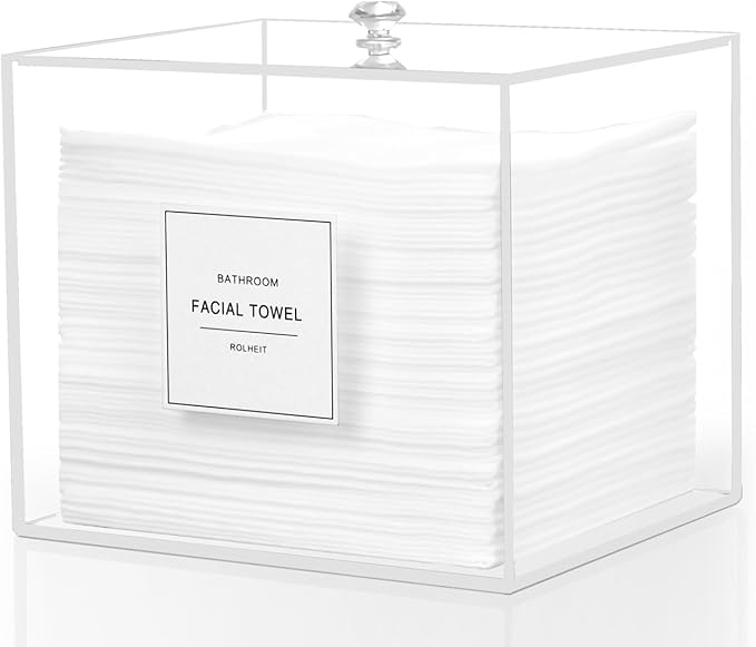 Disposable Face Towel Holder, Acrylic Face Towelettes Storage Box Compatible