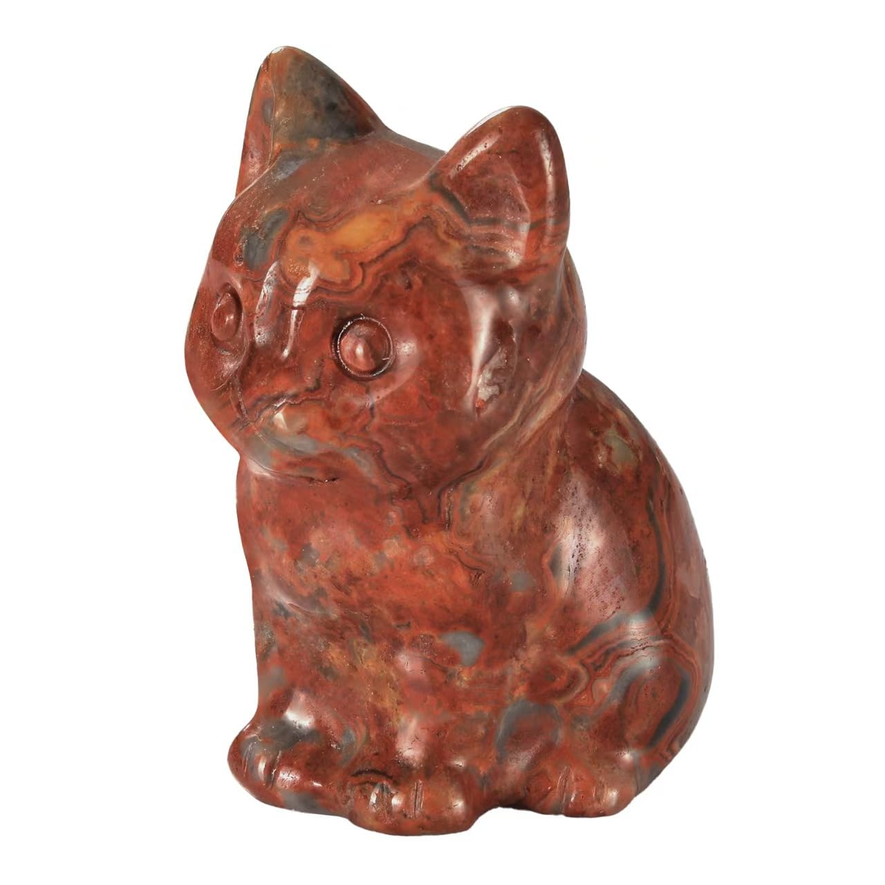 Bosfante 2" Agate Cat Figurine for Independence&Wisdom,Cat Statue for Soft Yet Wild,Cat Decor for Homes&Offices