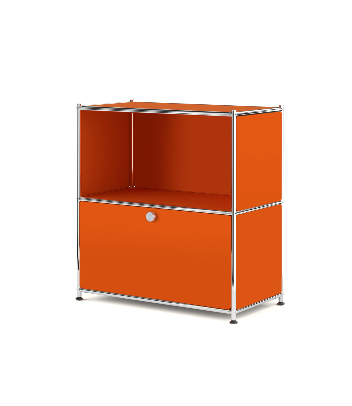 Simplink 32.5-Inch Flip-Top Storage Cabinet with Detachable Wheels, Metal Side Table and Small Sideboard Cabinet for Living Room, Bedroom, Office, Orange