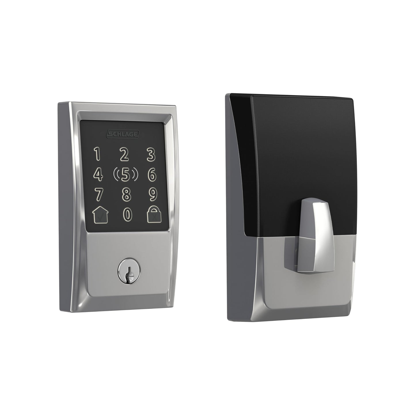 Schlage BE499WB CAM 619 Encode Plus WiFi Deadbolt Smart Lock, Keyless Entry Touchscreen Door Lock with Camelot Trim, Satin Nickel