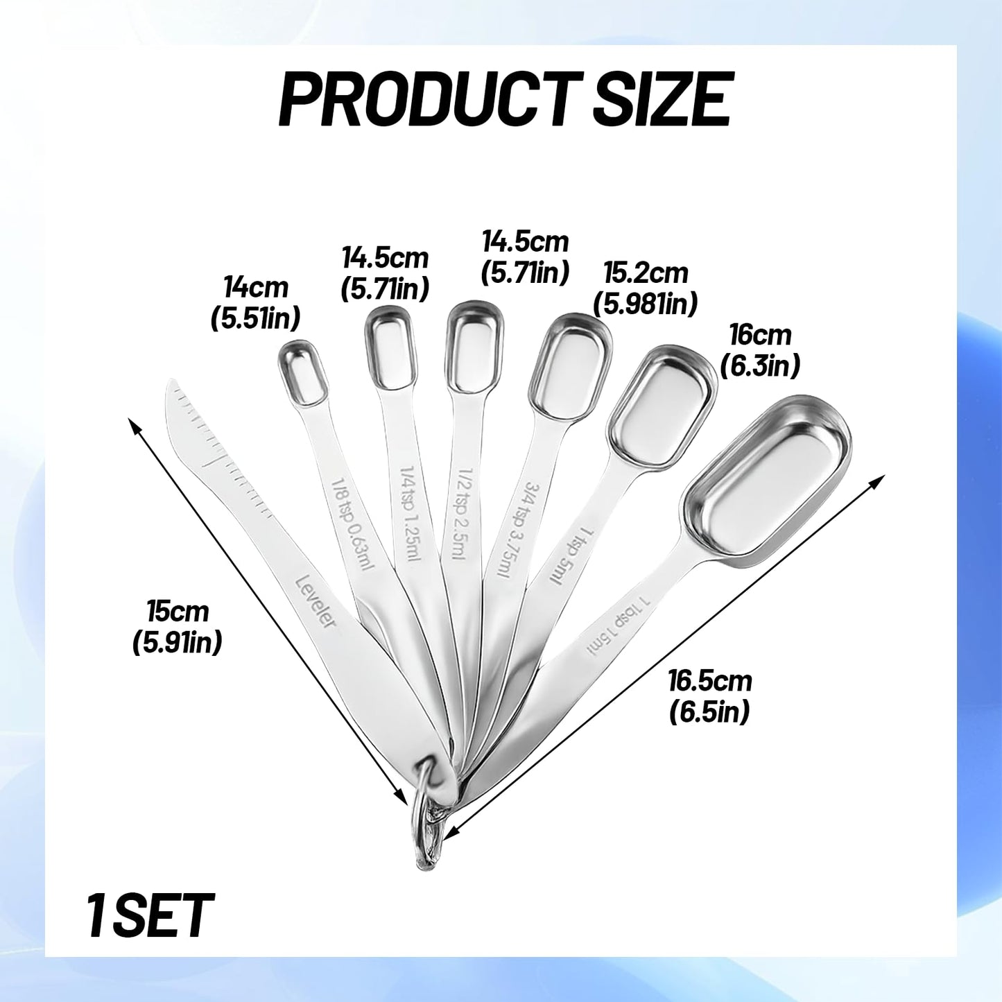 Set of Stainless Steel Measuring Spoons with Leveler for Precise Baking