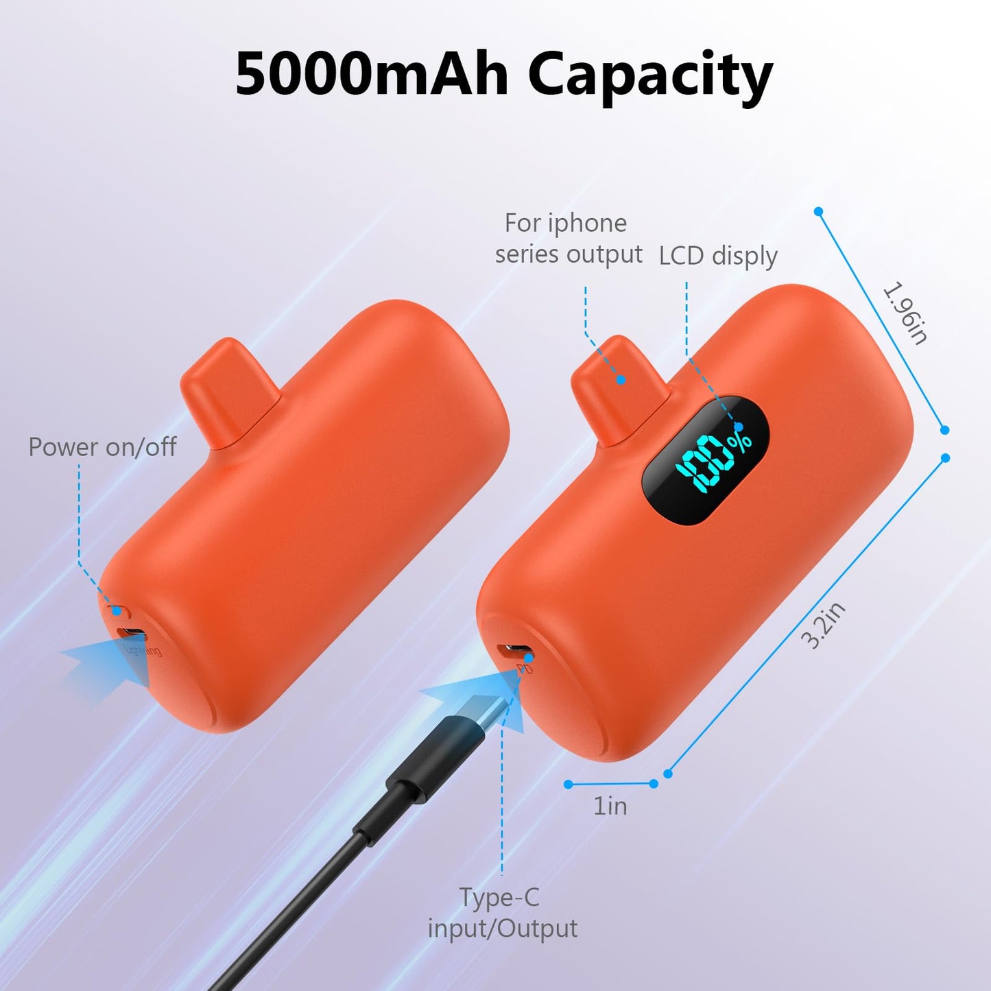 Small Portable Charger for iPhone,Upgraded 5000mAh PD Fast Charging Power Bank,Mini Battery Pack Backup Charger Compatible with iPhone 14/14 Pro Max/13/13 Pro/12 Pro/11/XS/XR/X/8/7/6 etc-Black