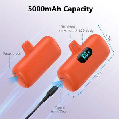 Small Portable Charger for iPhone,Upgraded 5000mAh PD Fast Charging Power Bank,Mini Battery Pack Backup Charger Compatible with iPhone 14/14 Pro Max/13/13 Pro/12 Pro/11/XS/XR/X/8/7/6 etc-Black