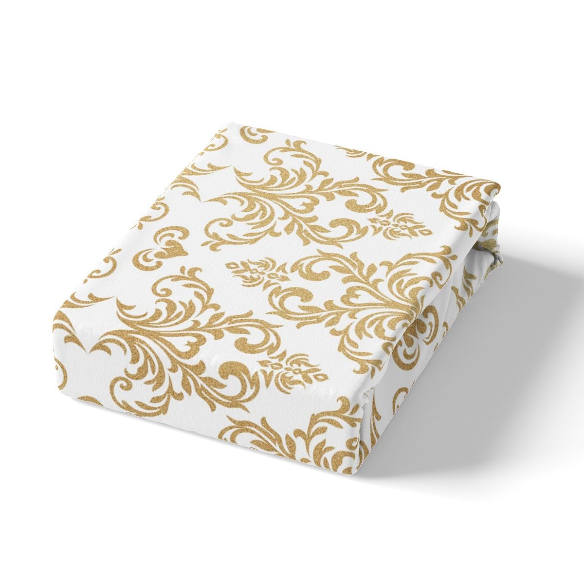 Feelyou Jacquard Damask Bedding Set King Size Floral Duvet Cover for Adult Boys Girls Teens Boho Comforter Cover Set White Gold Bedspread Cover 3Pcs Zipper