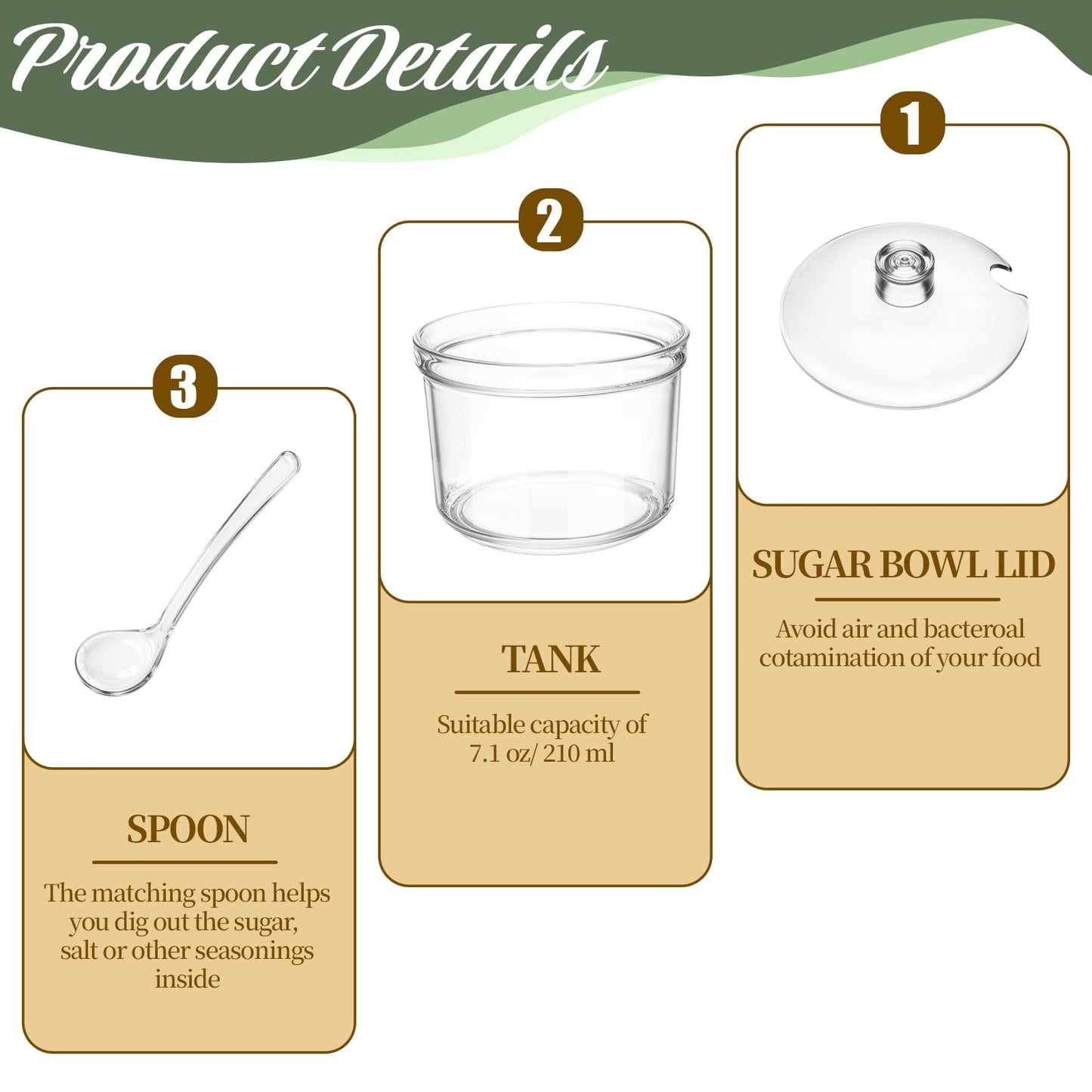 Ptwola 12 Pcs Clear Acrylic Sugar Bowl Set Sugar Containers Salt Canister with Lid and Spoon Perfect for Serving Condiment Candy Coffee Tea Spices (7.4 oz)