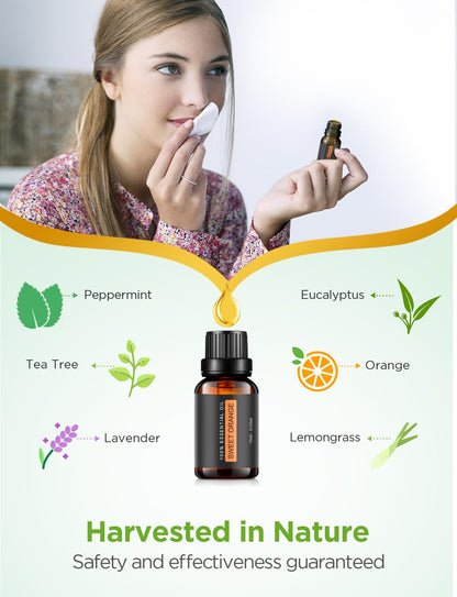 InnoGear Essential Oil Diffuser with Oils, 100ml Aromatherapy Diffuser with 6 Essential Oils Set, Aroma Cool Mist Humidifier Gift Set, Dark Wood Grain