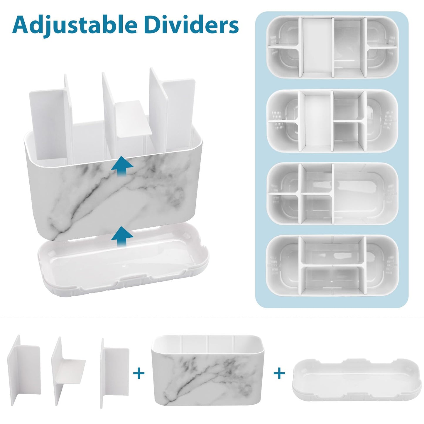 Boperzi Toothbrush Holders for Bathrooms Organizers and Storage, Large Tooth Brush Holders, Electric Toothbrush and Toothpaste Organizer Caddy with Drainage Holes for Kids Family RV Camper