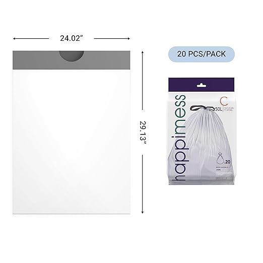 happimess HPM3000C-WHITE 13.2 Gallon Kitchen Drawstring Trash Bags, Trash Can