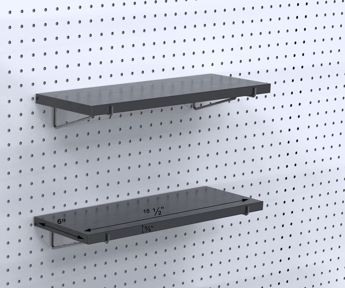 KINOMI Heavy Duty Pegboard Shelves, Value Set of 8 Pack Pegboard Shelf Brackets and 4 Pack Peg Board Shelves for Garage, Home, Garden, Tool Shed (Black)