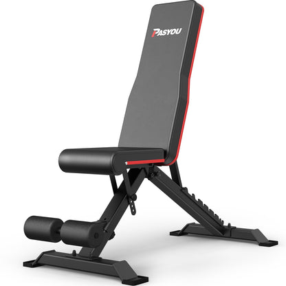 PASYOU Adjustable Weight Bench Full Body Workout Multi-Purpose Foldable Incline Decline Exercise Workout Bench for Home Gym