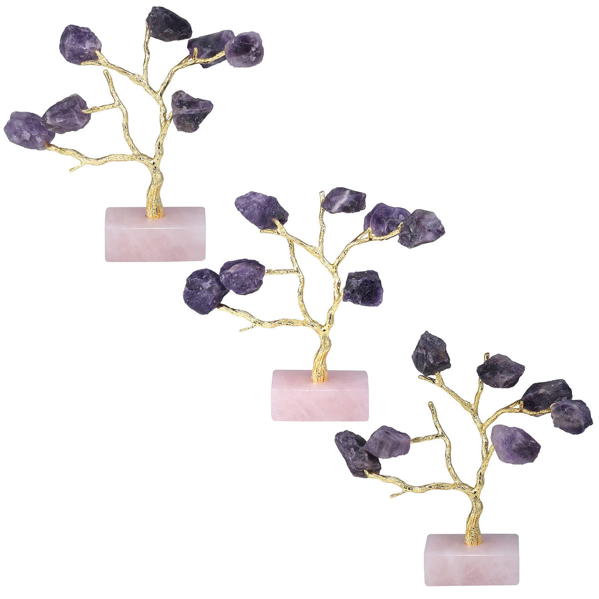 Rockcloud Healing Amethyst Crystal Money Tree Feng Shui Bonsai Tree for Home Decoration Jewelry Holder