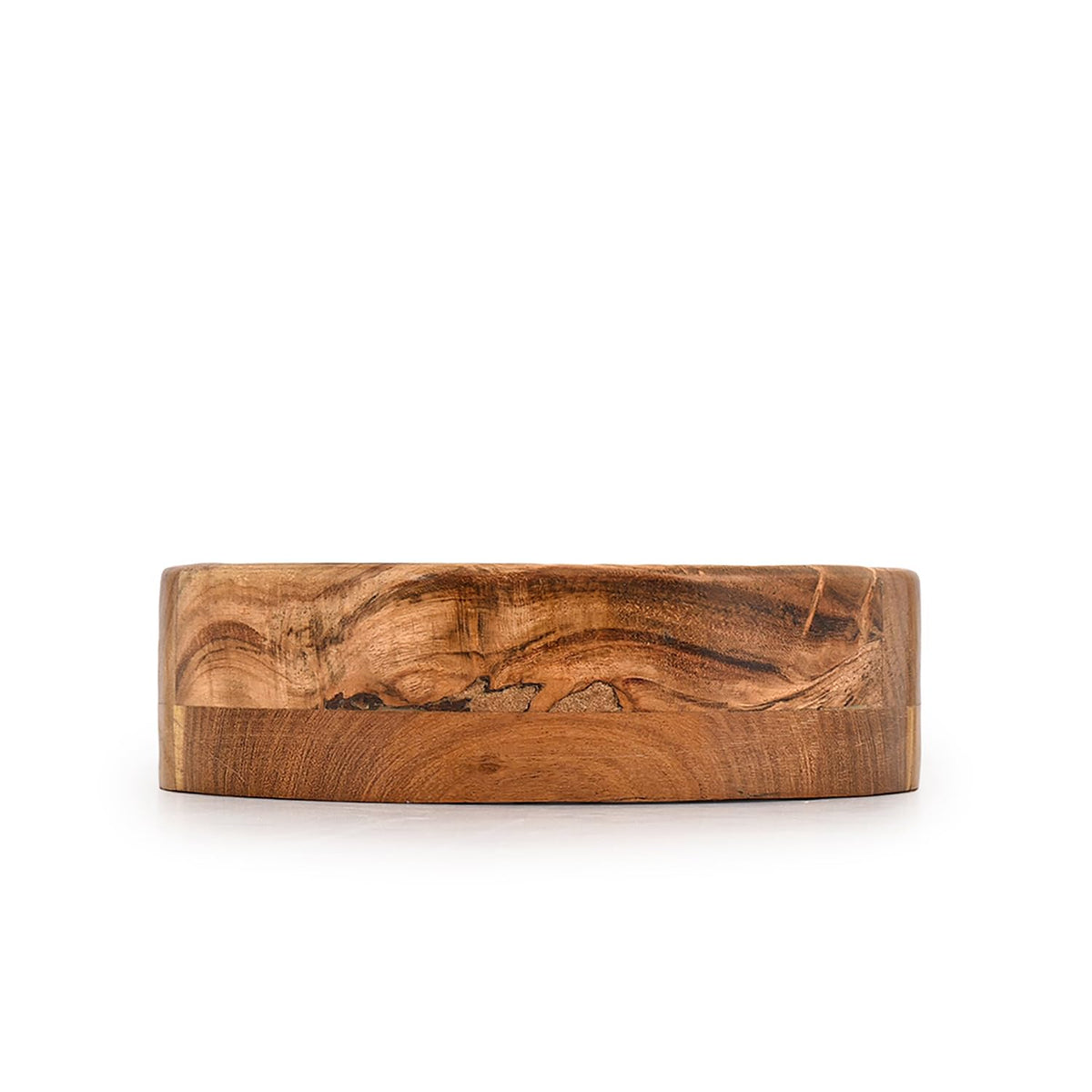 Kimona Decorative Bowl Acacia Wood Hand Carved Home Decor for Dining Table Center, Living Room, Kitchen Décor (8"x 8" x 2.5")