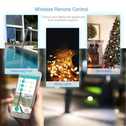 Outdoor Smart Plug Waterproof, TESSAN WiFi Smart Outlet Switch with 3 Individual Sockets Compatible with Alexa Google Home, Remote Control and Timer Function, 2.4GHz Wi-Fi Only