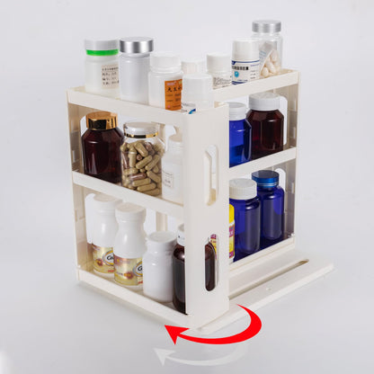 Dutiplus Medicine Organizer 3-Tier Shelves Cabinet Storage Rack Organizer for Holding Vitamins, Supplements, Cosmetics 10.82" H x 5.82" W x 10.43" D (Creamy White)
