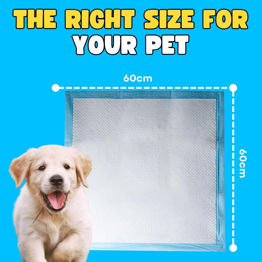 Bazaar Large Puppy Pads 100 Pack Disposable Puppy Training Pads 60x60cm | Highly Absorbent Leak-Proof Dog Training Pads | Premium Quality Quick-Dry Dog Pads (60x60cm - 100 Count)
