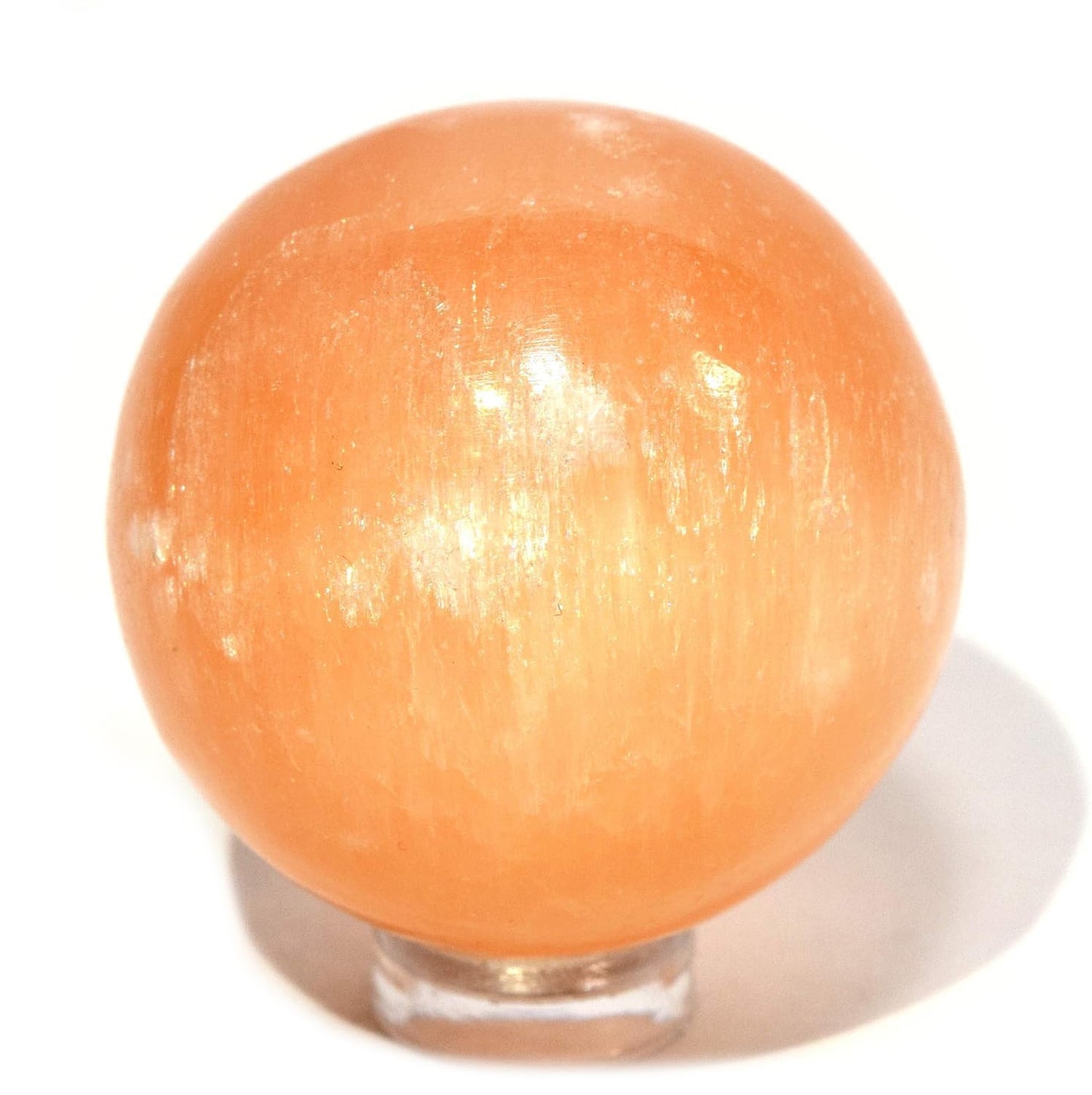 HQRP 40mm Natural Orange Selenite Sphere Polished Sparkling Gemstone Crystal Decor Mineral Ball from Morocco + Stand (1PC)