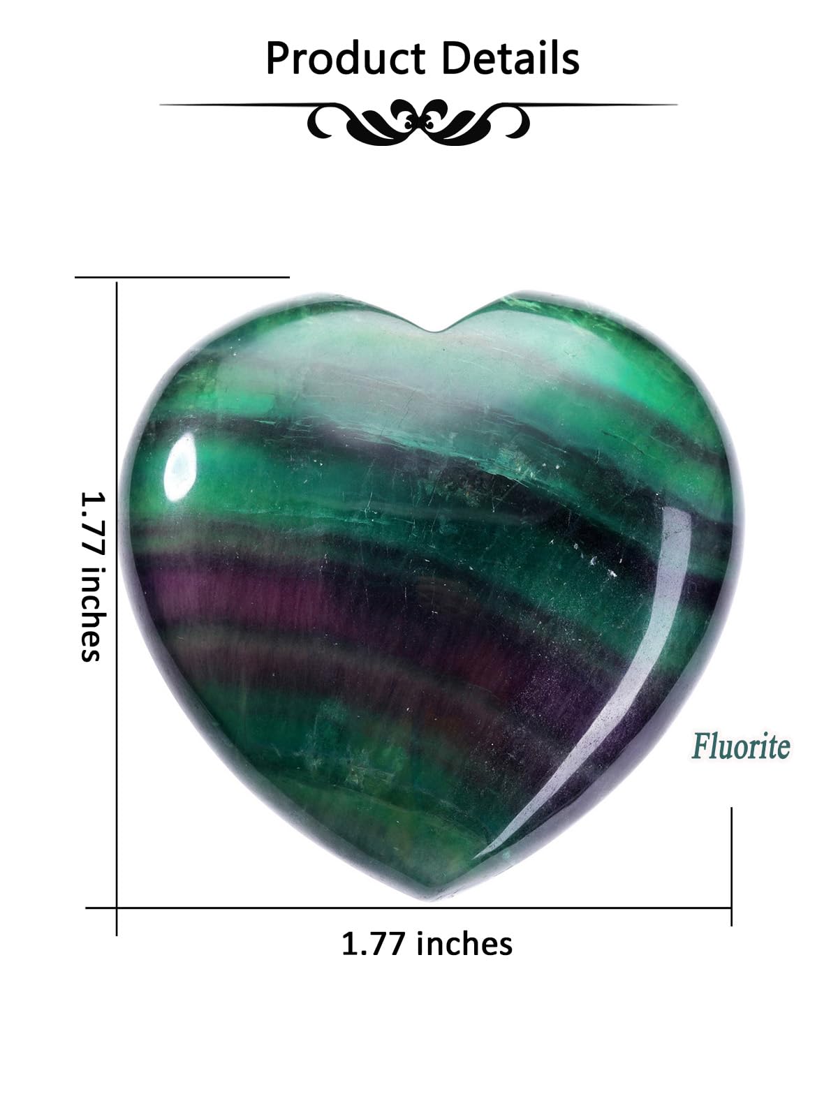 Jovivi 45mm Big Fluorite Crystal Heart Healing Crystals Heart Stones Polished Pocket Love Gemstones Chakra Reiki Energy Balancing Meditation Massag Gift