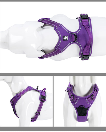 TrueLove Dog Harness TLH5651 No-pull Reflective Stitching Ensure Night Visibility, Outdoor Adventure Big Dog Harness Perfect Match Puppy Vest Now Available (Purple,M)