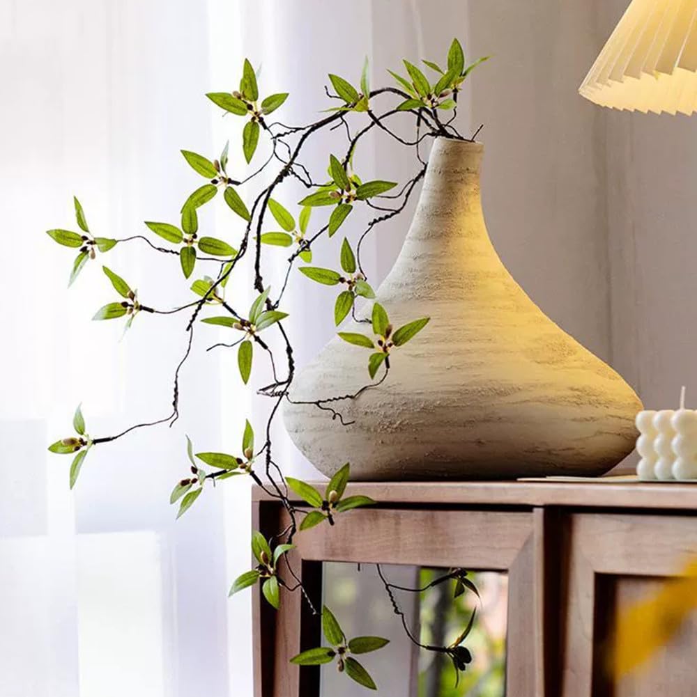 Melorca&Guilla Artificial Plants,2PCS 43.3" Green Faux Branches for Vase,Faux Greenery Stems Vase Branches Fake Plants Artificial Branches for Shop Garden Office Home Décor (2, Myrtus communis)