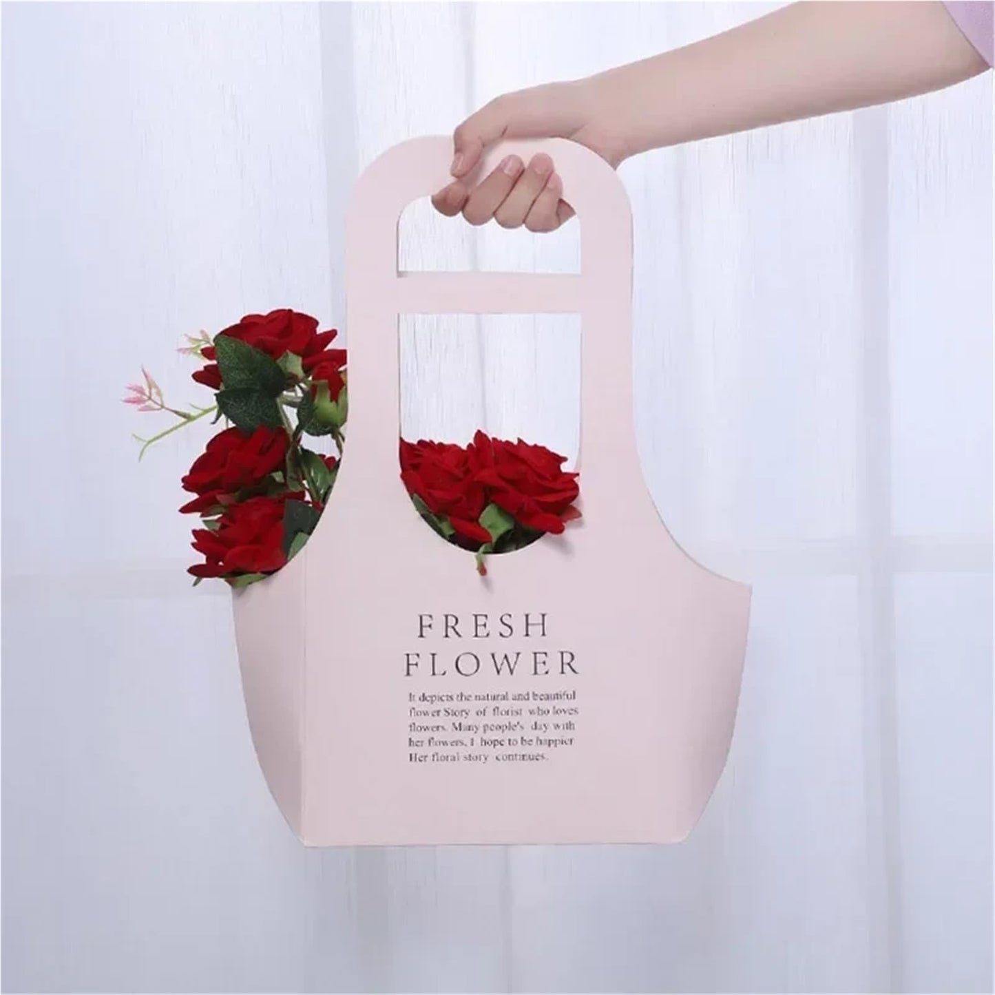 Nikeg Kraft Paper Flower Gift Bags 10Pcs Packaging Flower Boxs Rose Wrapping Handheld Waterproof Kraft Paper Bag Arrangement Valentine'S Day Wedding Decoration Gift(WHITE,S 17x 7.5 x32.5cm)