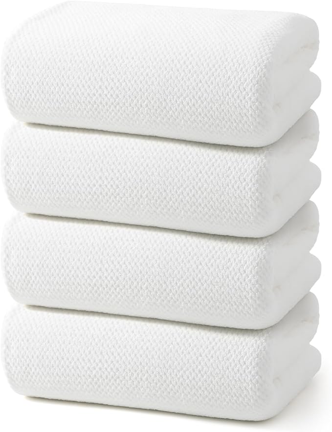 REDKISS 4 Pack Premium Bath Towels, Plush Coral Fleece Towels