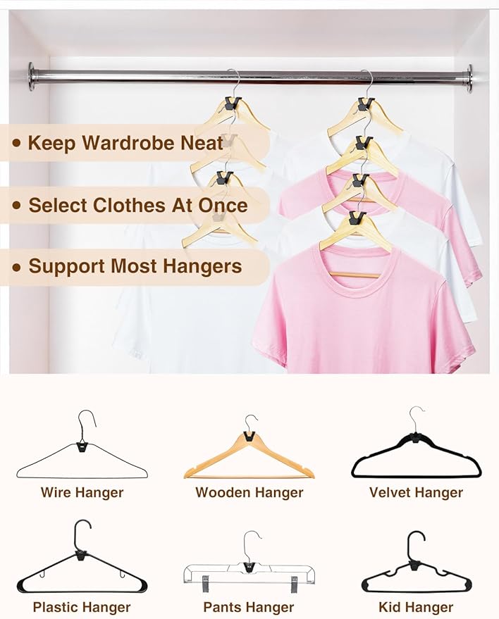 Smartor Clothes Hanger Connector Hooks 30 Pack, Closet Storage and Organization