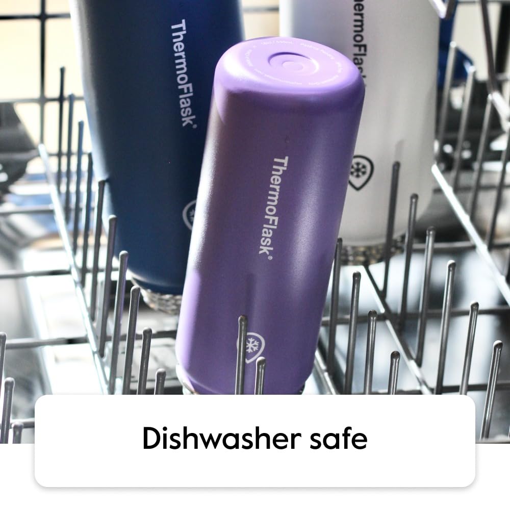 ThermoFlask Bottle with Spout Lid - Stainless Steel Water Bottles with Double-Wall Insulation & BPA-Free Spout Lids - Leak-Proof Reusable Bottles & Lids - 24 oz, Mayan Blue/Black (2 Pack)