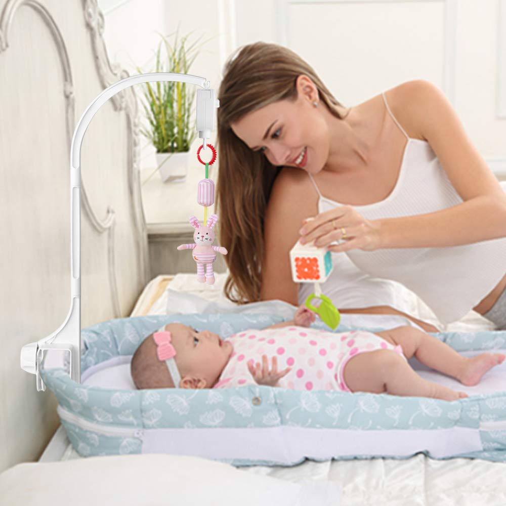 AIFUDA 25 Inch Baby Cot Mobile, Musical Cot Mobile for Babies Infant Crib Mobile for Nursery Decor Bed Bell Holder with Rotating Music Box