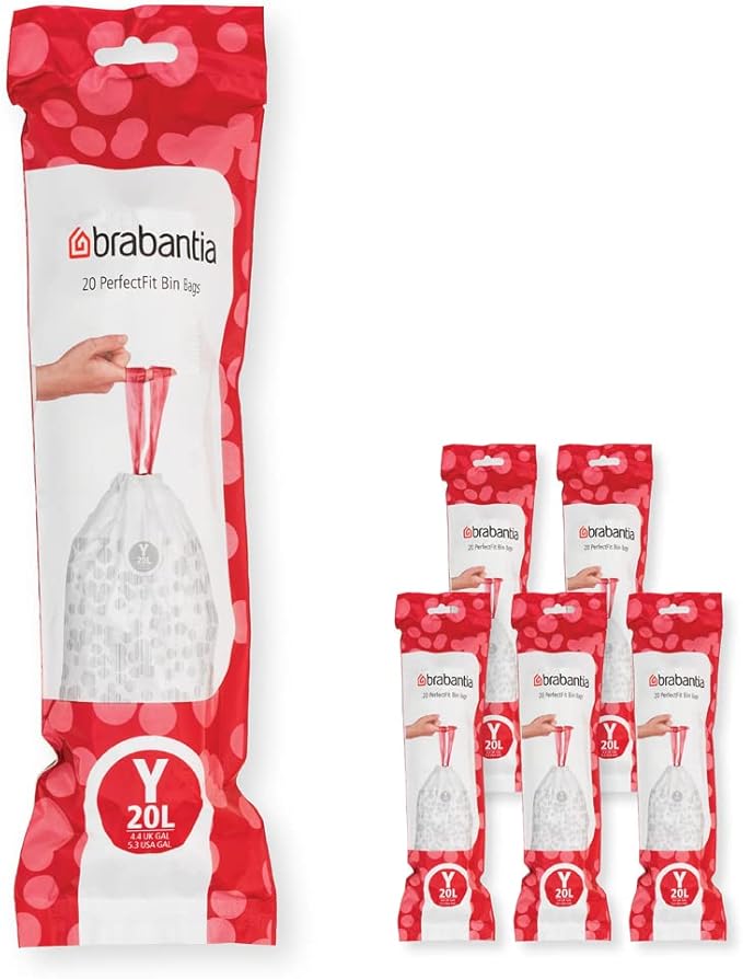 Brabantia PerfectFit Trash Bags Thick Plastic Trash Can Liners