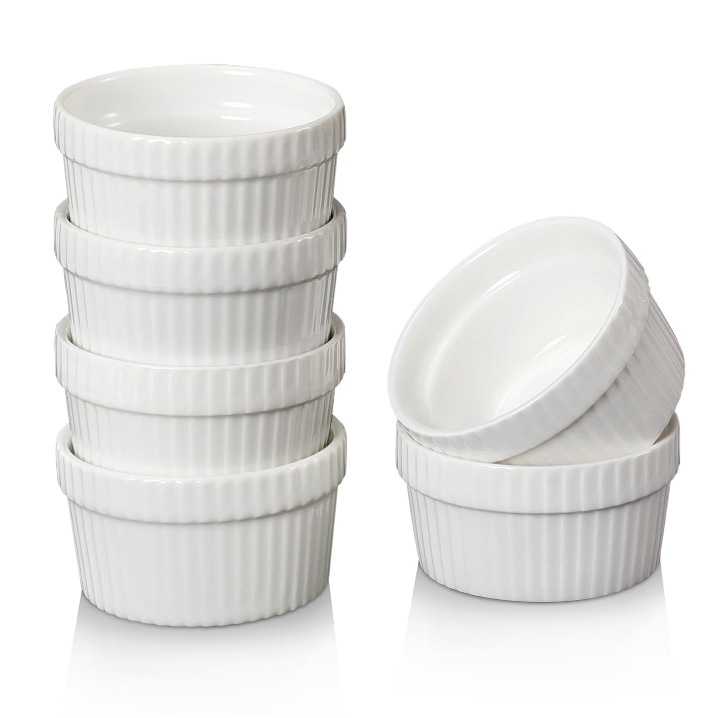 1.5 oz Mini Ramekins Set of 6, Vidalenta Tiny Dipping Sauce Cups, Ramekin Dip Bowl Porcelain Souffle Dish, Small Ramekins Dessert Cups Small Bowls for Charcuterie Board, Microwave & Oven Safe, White