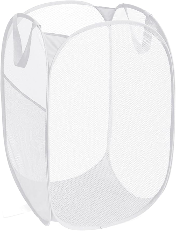 Durable Collapsible Laundry Baskets, Reinforced Mesh Pop Up Laundry Hamper