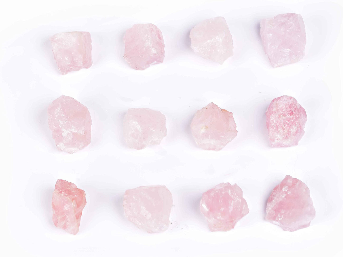 JIC Gem 12-16Pcs 0.7 Lbs Irregular Shape Rose Quartz Crystals and Healing Stones Pink Gemstone Raw Crystal Bulk Unpolished Madagascar Rock Rough Stones