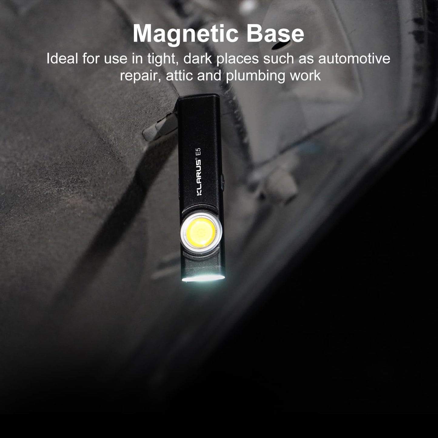 klarus E5 Flat EDC Torch,USB C Rechargeable COB Work Light, 470 Lumens Mini Flashlight with Magnetic Base and Buckle Clip Suitable for Maintenance, Camping, Hiking, Emergency, etc (E5)