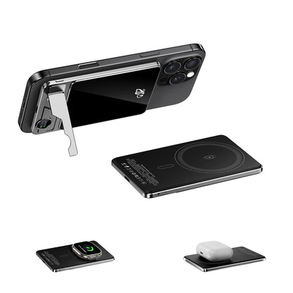 Magnetic Portable Charger 10000mAh 20W PD Fast Charging Foldable Stand & LED Display Magnetic Power Bank,Built-in USB-C Cable Battery Pack Compatible for iPhone 17/16/15/14/13/12 Series (10000mAh)