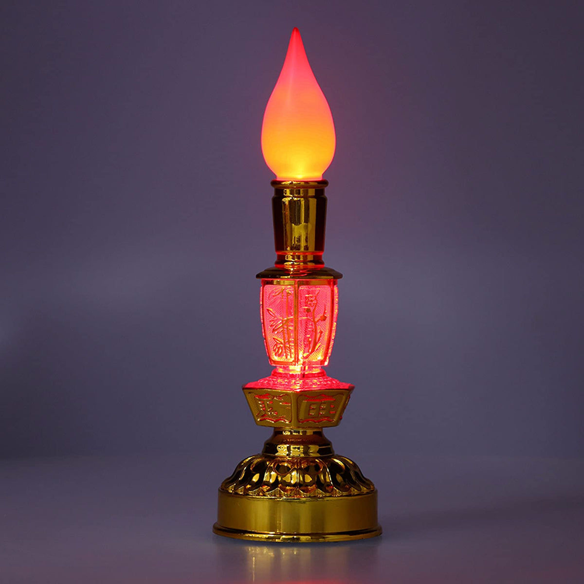 Buddhist Decor, Candle Lamp Chinese Style Traditional Retro for Office for Home for Meditation(Double Bright Electric Candle)