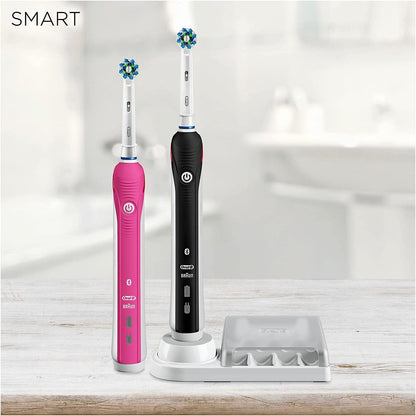 Oral-B Smart 4 2x Electric Toothbrushes For Adults, Mothers Day Gifts For Her / Him, App Connected Handles & 2 Toothbrush Heads, 3 Modes with Teeth Whitening, 2 Pin UK Plug, 4900, Pink/Black
