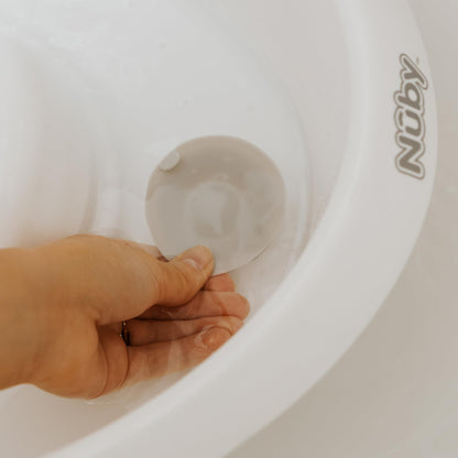 Nuby Newborn Baby Bath with Anti-Slip Support | Soft Headrest | Plug | Suitable from Newborn (White)