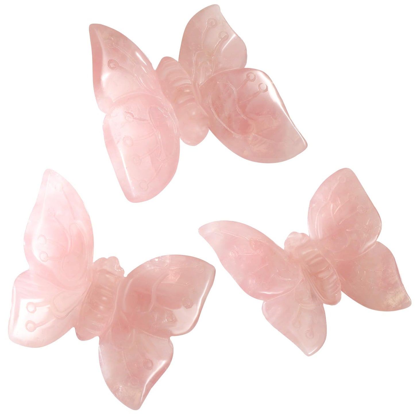 Artistone 3.3" Rose Quartz Butterfly Statue, Hand Carved Worry Stone for Anxiety Relif Home Desk Decor Animal Figurine