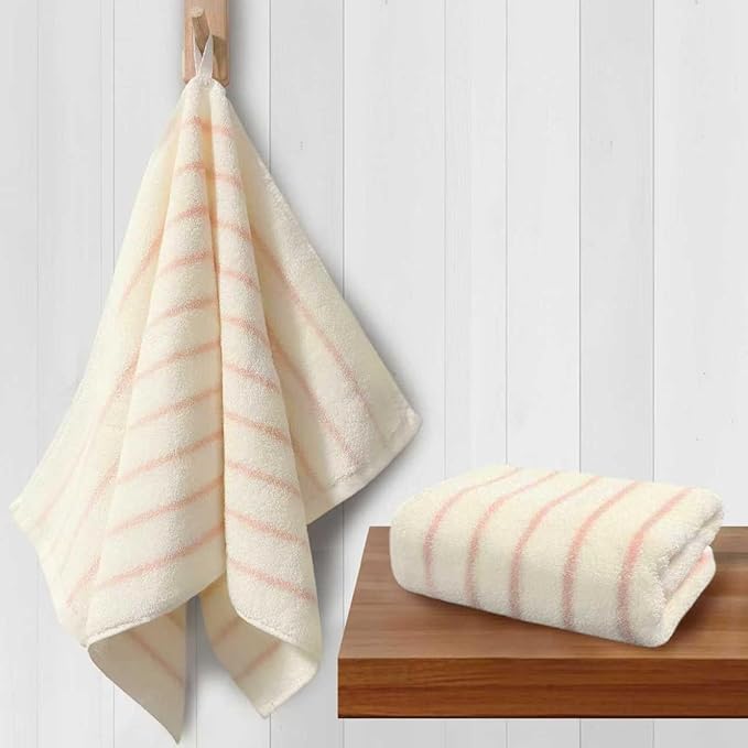 VOOVA & MOVAS 2-Pack Pink Stripe Cotton Hand Towels