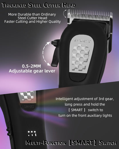 Hair Clippers for Men Professional Clippers for Men Cordless&Corded Barber Clippers for Hair Cutting & Grooming. Rechargeable Hair Trimmer Kit for Household (Red)