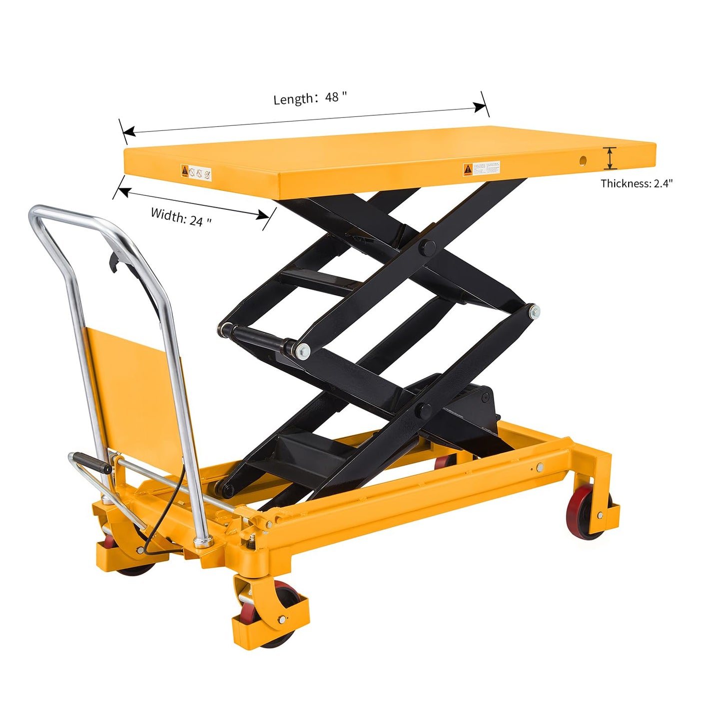 APOLLO Lift Table Cart Manual Double Scissor Lift Table Hydraulic Cart Platform Cart 1760lbs Capacity 59" Lifting Height