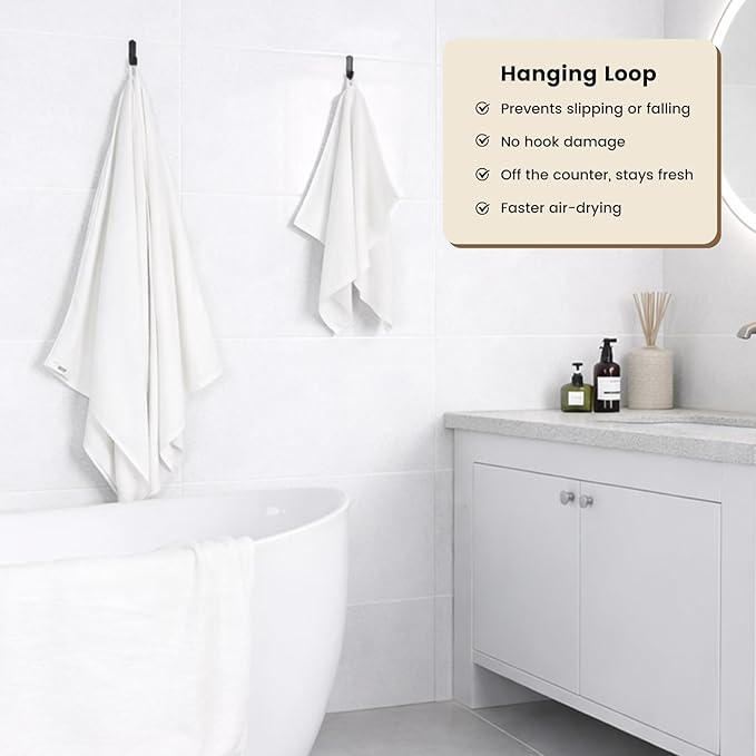 SEMAXE White Bath Towels Set of 4, 100% Cotton Luxury Bathroom Towels, and