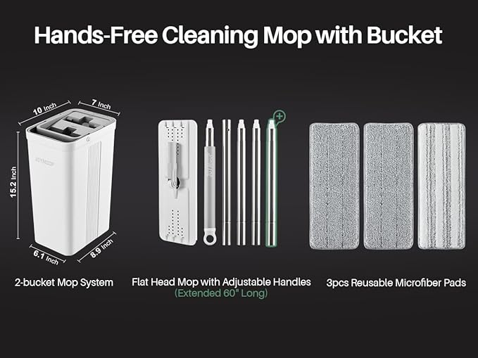 JOYMOOP Mop and Bucket with Wringer Set, Wet Dry Wall Cleaner with Long Handle