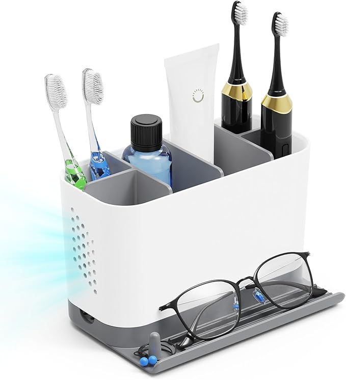Toothbrush Holders for Bathrooms, Adjustable 6 Slots Electric Toothbrush and