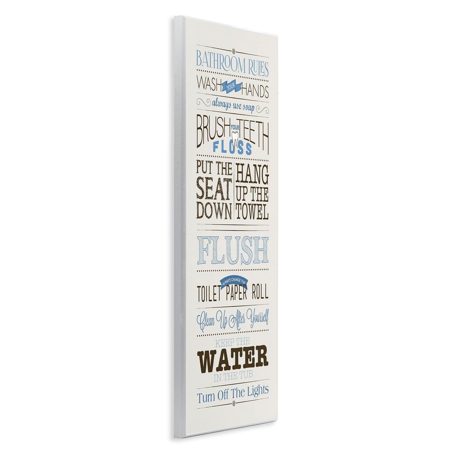 Stupell Industries Rules Blue and Black Print Bathroom, Design by Stephanie Workman Marrott Wall Art, 13x30, Beige