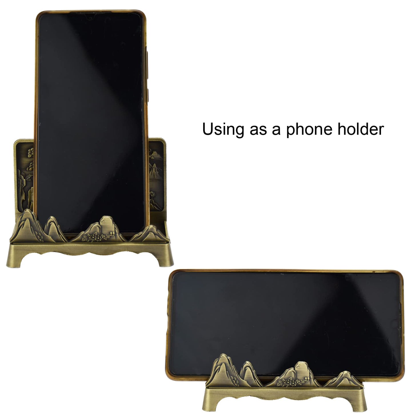 enyuwlcm Metal Desktop Card Holder for Desk Decorative Business Card Display Stand for Office Suitable for Men Women 1 Pack (Bronze)