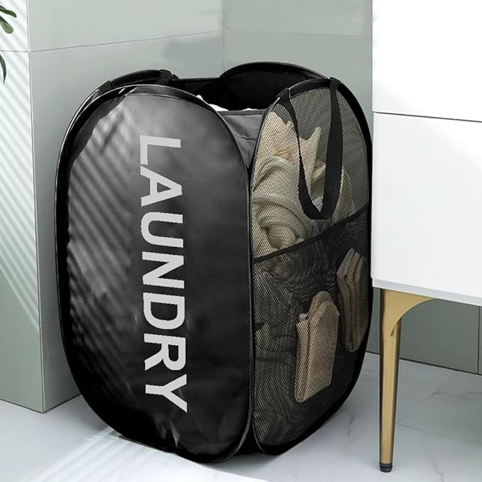 Larpur Pop Up Laundry Baskets, 2 Pack Mesh Laundry Hampers Collapsible Clothes