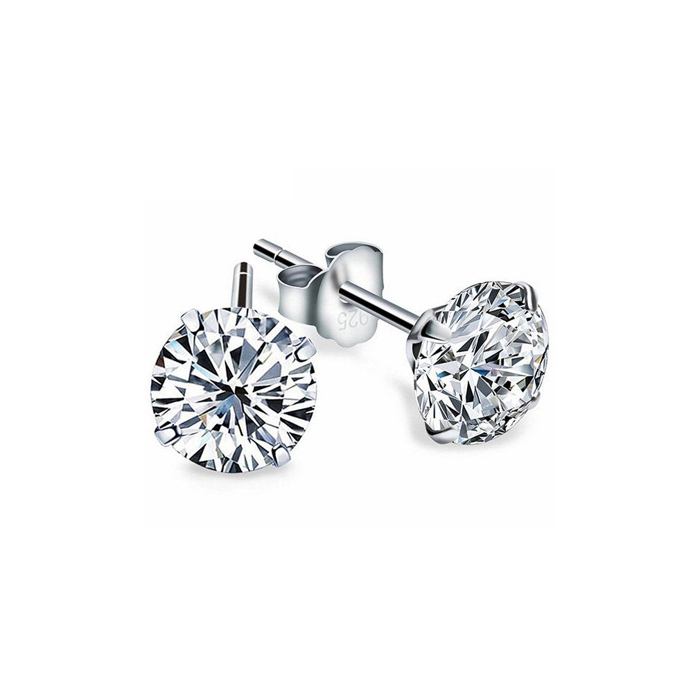 Epoch World 925 Sterling Silver Earrings Set 4 Pairs Silver Stud Earrings for Women Men Hypoallergenic Studs Womens Earrings Mens Ball Earrings Pearl Earrings Diamond Studs Earrings for Teen Girls