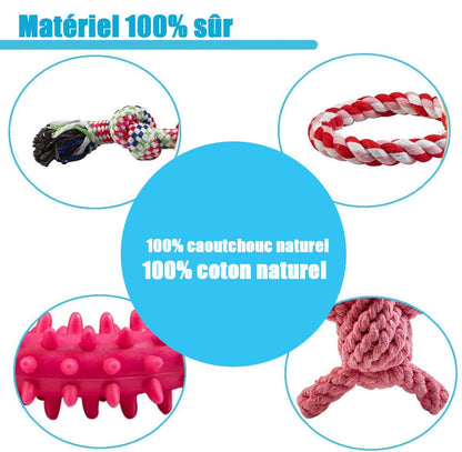 FONPOO Dog Toys Avoiding Dogs Boredom Anxiety Puppy Toys for Small&Medium Dog Rope Toy Birthday Gift Sets (Blue, Set of 10)
