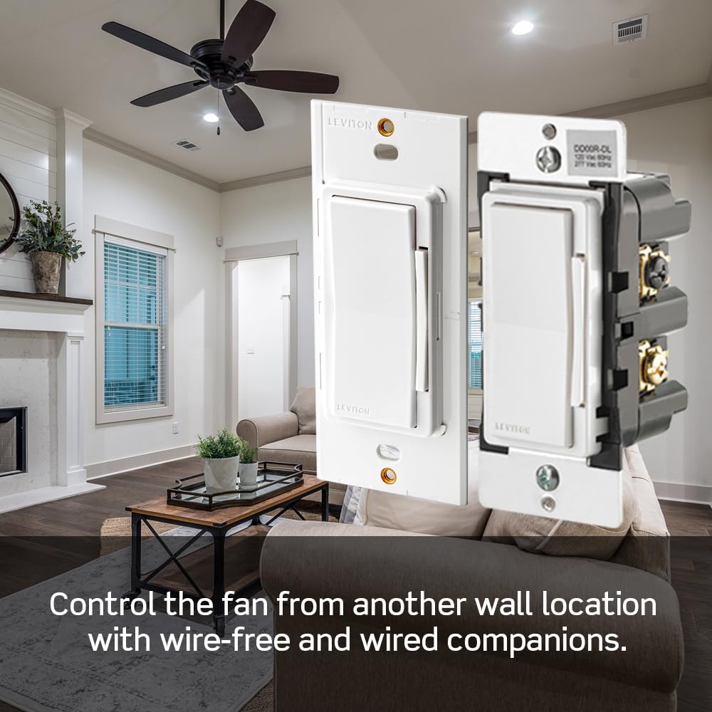 Leviton Decora Smart Switch, Wi-Fi 2nd Gen, Neutral Wire Required, Works with Matter, My Leviton, Alexa, Google Assistant, Apple Home/Siri & Wired or Wire-Free 3-Way, D215S-1RW, White